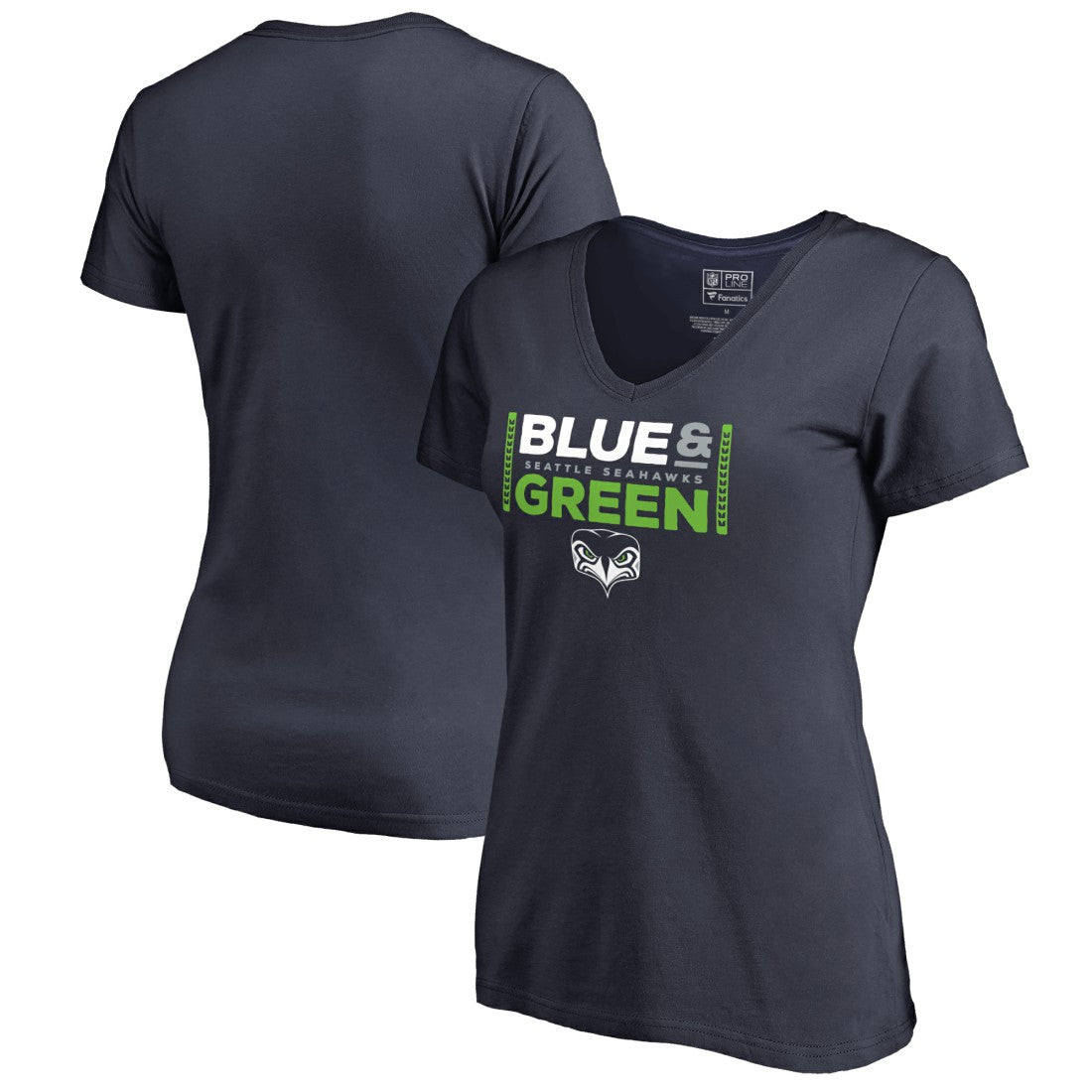 Seattle Seahawks Women's Alternate Team Logo V-Neck T-Shirt Navy - NFL