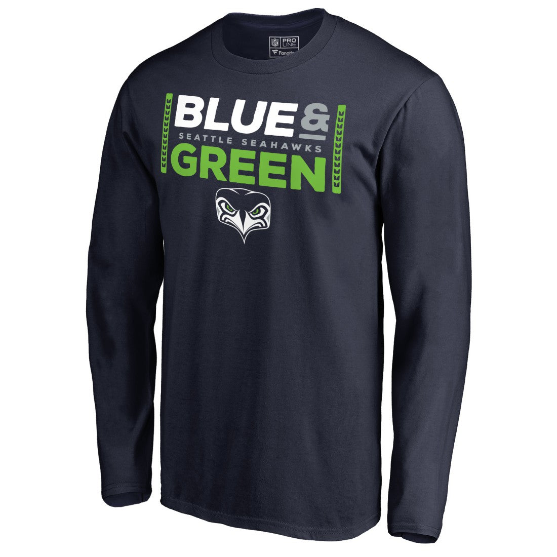Seattle Seahawks Alternate Team Logo Gear Blue & Green Long Sleeve T-Shirt College Navy - NFL