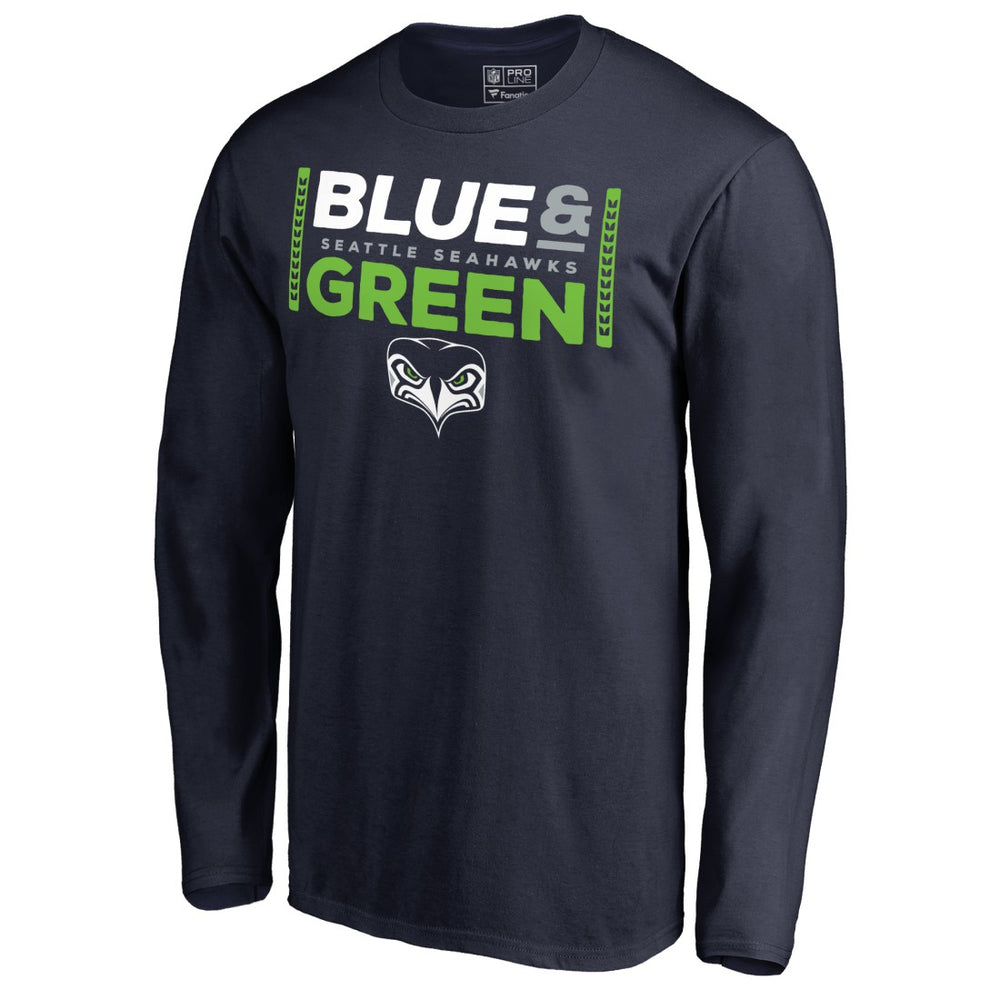 Seattle Seahawks Alternate Team Logo Gear Blue & Green Long Sleeve T-Shirt College Navy - NFL