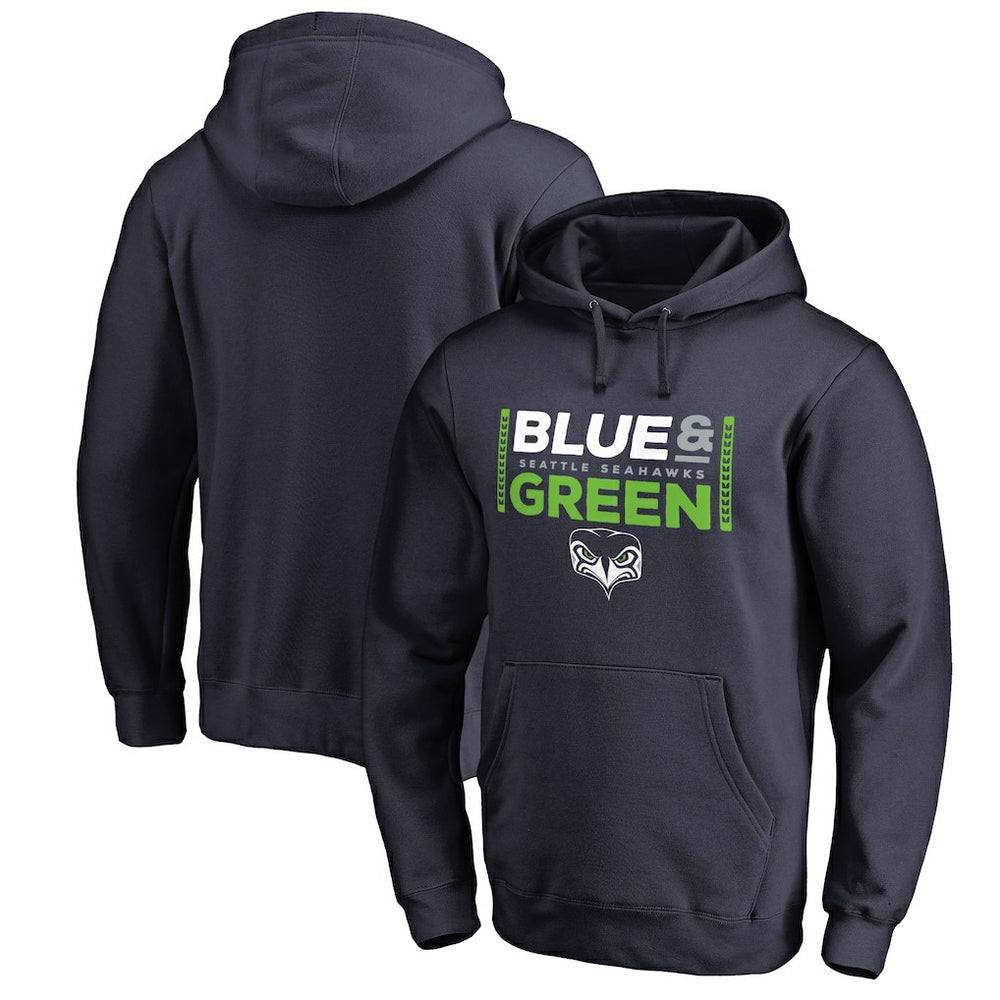 Seattle Seahawks Alternate Team Logo Gear Blue & Green Pullover Hoodie College Navy - NFL