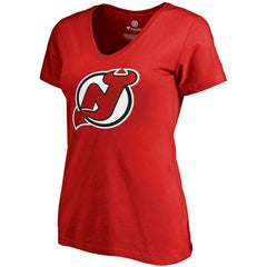 Nico Hischier New Jersey Devils - Fanatics Women's Plus Size Backer Name & Number V-Neck T-Shirt Red