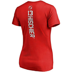 Nico Hischier New Jersey Devils - Fanatics Women's Plus Size Backer Name & Number V-Neck T-Shirt Red