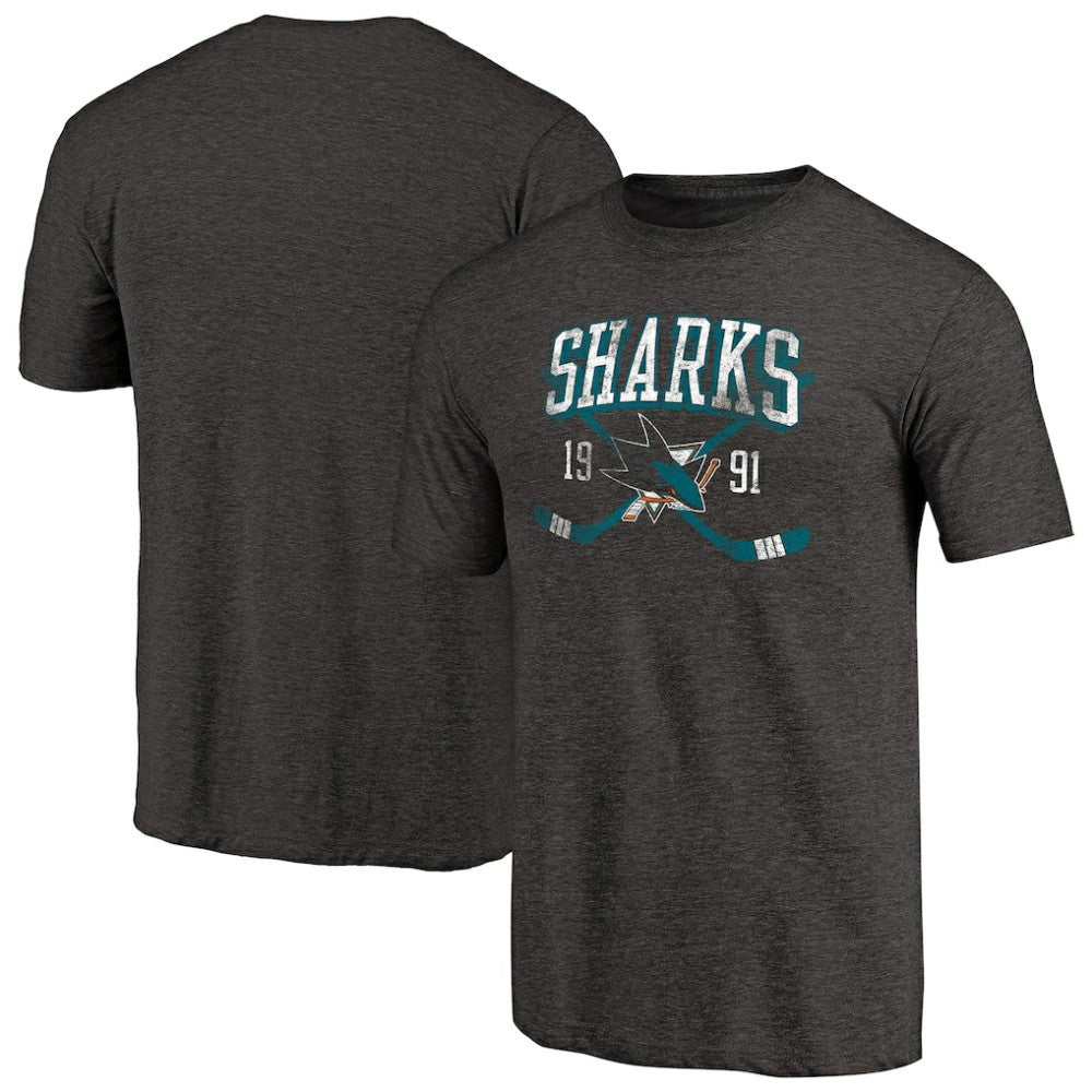 San Jose Sharks - Vintage Collection Line Shift Tri-Blend T-Shirt Black