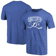 Tampa Bay Lightning - Vintage Collection Line Shift Tri-Blend T-Shirt Heathered Blue