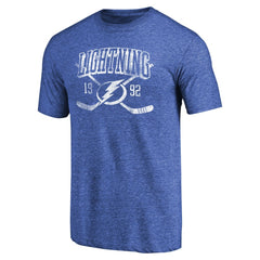 Tampa Bay Lightning - Vintage Collection Line Shift Tri-Blend T-Shirt Heathered Blue