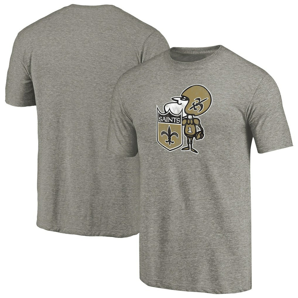 New Orleans Saints Throwback Logo Tri-Blend T-Shirt Ash - NFL