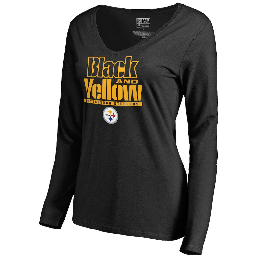 Pittsburgh Steelers Women's Hometown Collection Long Sleeve V-Neck T-Shirt Black - NFL