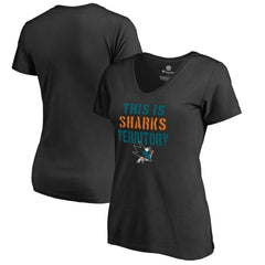 San Jose Sharks - Women's Fan Favorite Team Slogan V-Neck T-Shirt Black