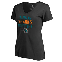 San Jose Sharks - Women's Fan Favorite Team Slogan V-Neck T-Shirt Black