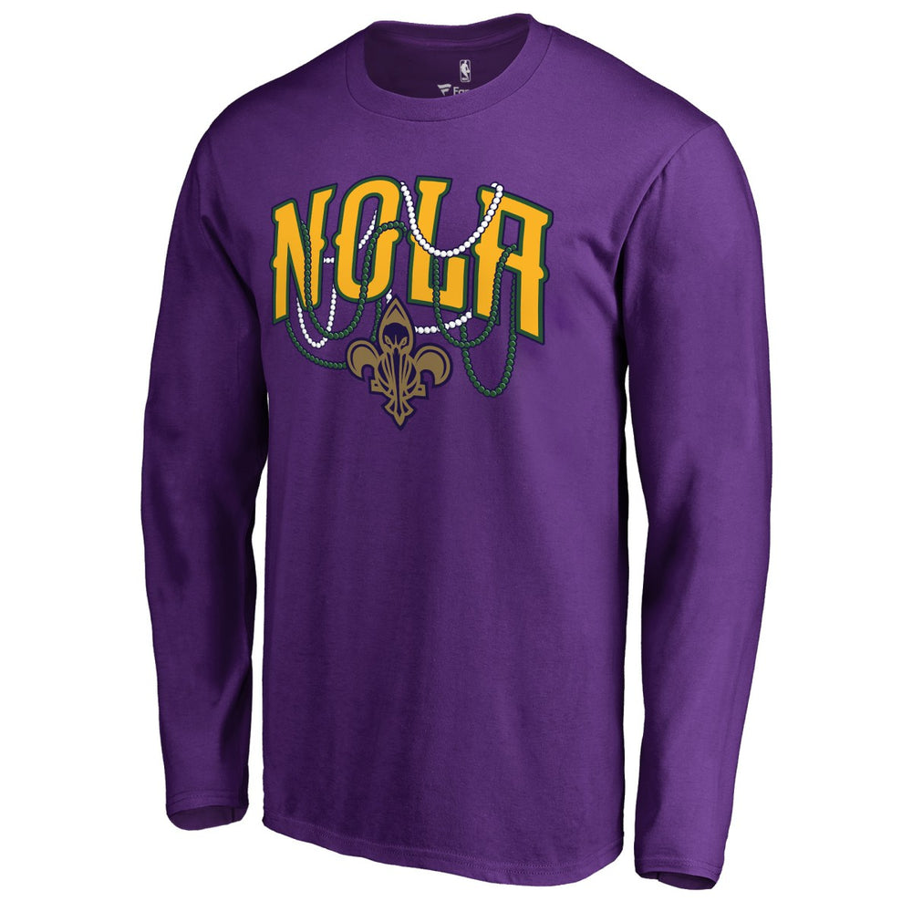 NBA - New Orleans Pelicans NOLA Beads Hometown Collection Long Sleeve T-Shirt - Purple