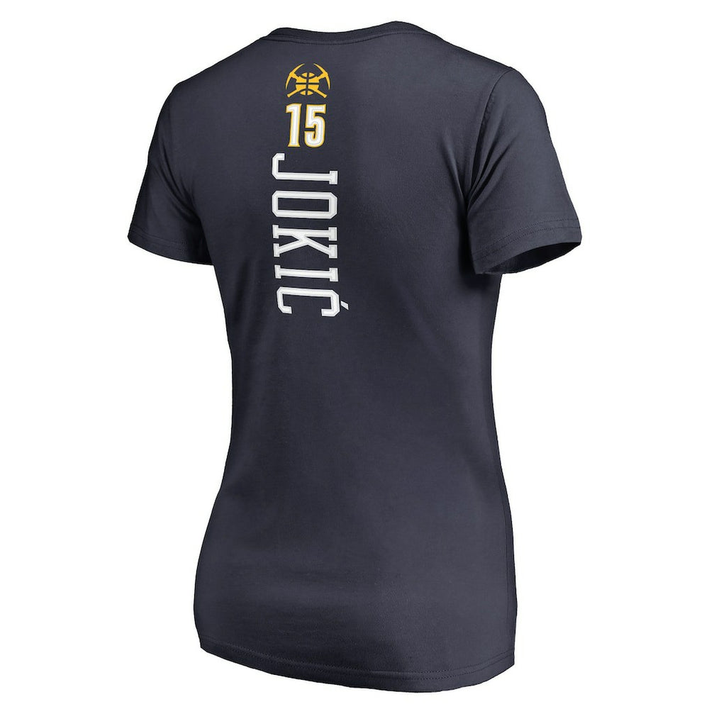 NBA - Nikola Jokic Denver Nuggets Women's Team Backer Name & Number V-Neck T-Shirt - Navy