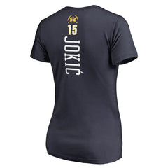 NBA - Nikola Jokic Denver Nuggets Women's Team Backer Name & Number V-Neck T-Shirt - Navy