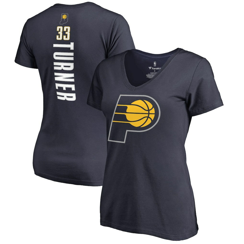 NBA - Myles Turner Indiana Pacers Women's Backer Name and Number V-Neck T-Shirt - Navy