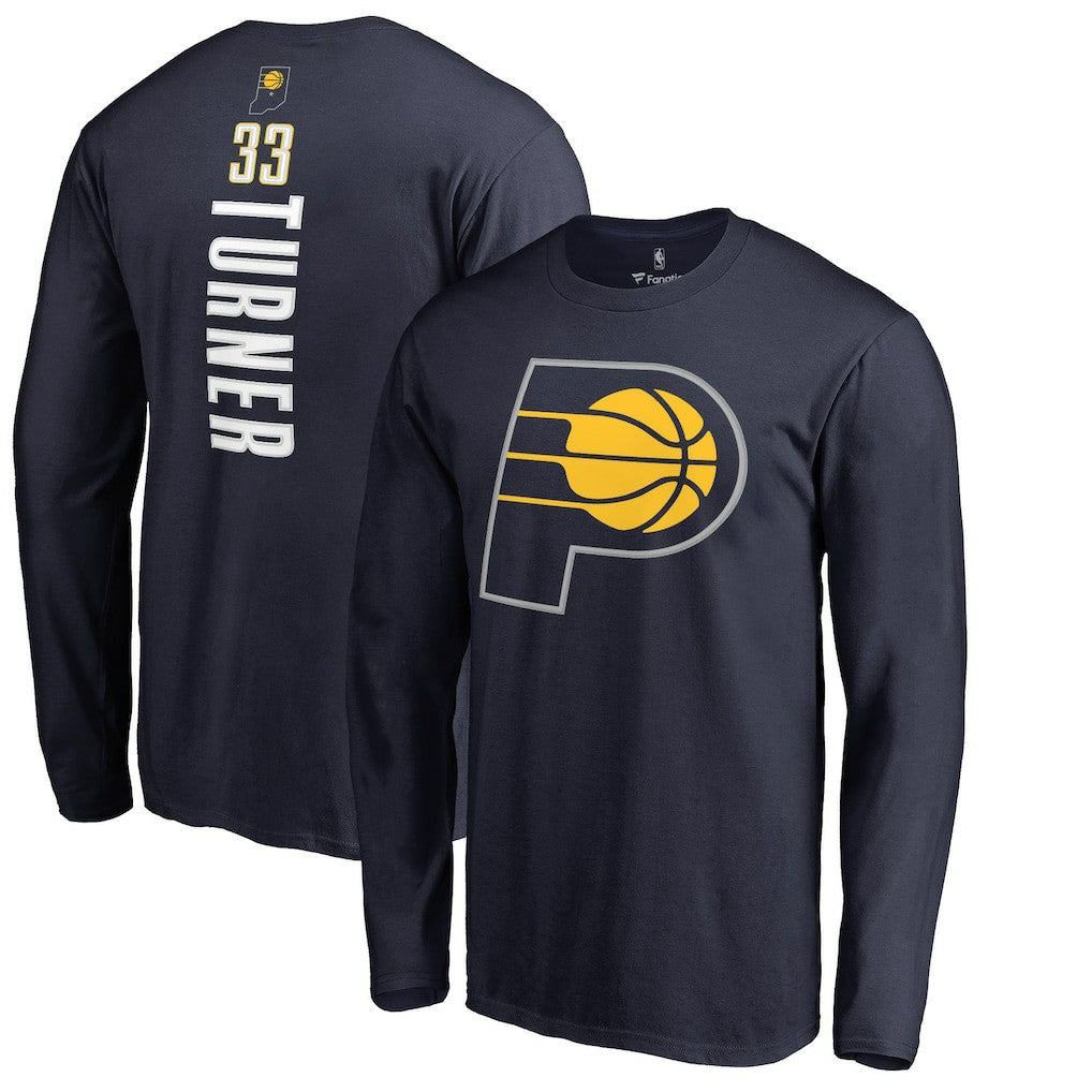 NBA - Myles Turner Indiana Pacers Long Sleeve Backer Name and Number T-Shirt - Navy