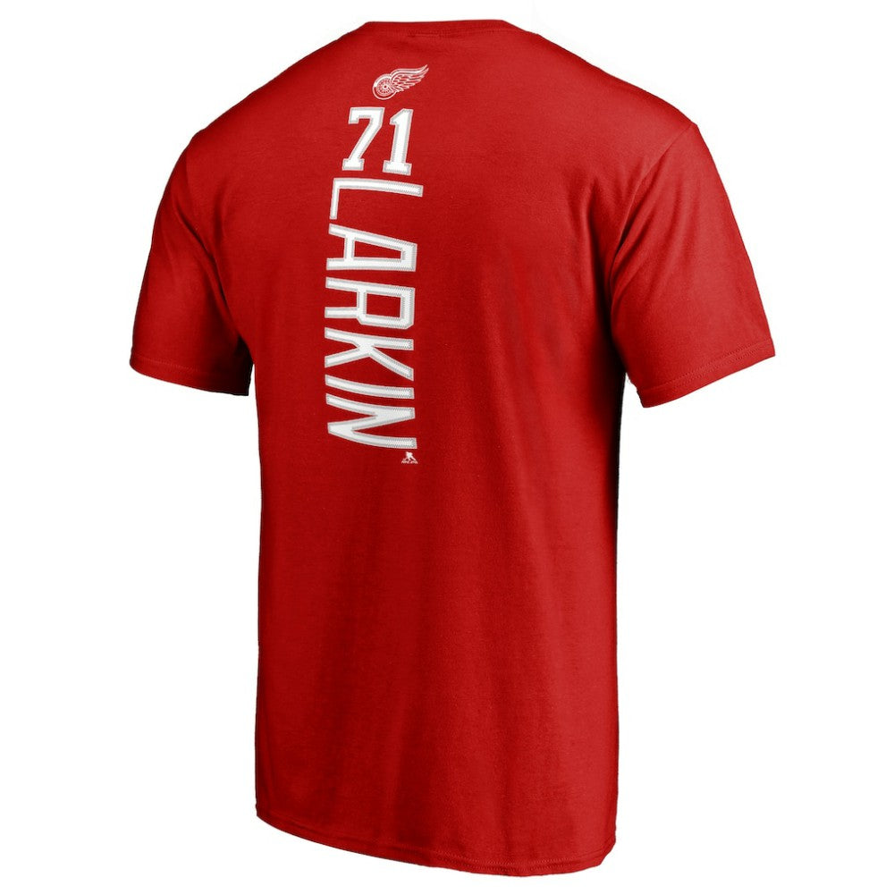 Dylan Larkin Detroit Red Wings - Team Logo Backer Name & Number T-Shirt Red
