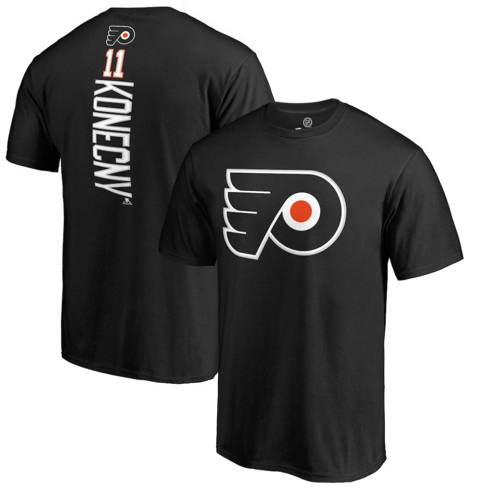 Travis Konecny Philadelphia Flyers - Team Logo Backer Name & Number T-Shirt Black