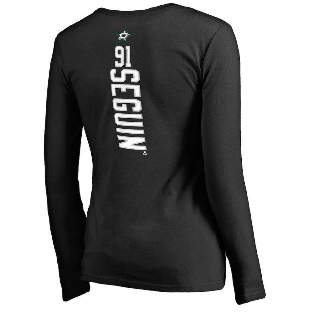 Tyler Seguin Dallas Stars - Women's Backer Name & Number Slim Fit Long Sleeve V-Neck T-Shirt Black