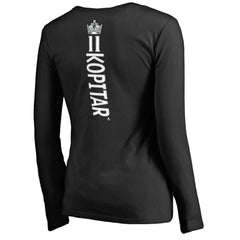 Anze Kopitar Los Angeles Kings - Women's Backer Name & Number Slim Fit Long Sleeve V-Neck T-Shirt Black