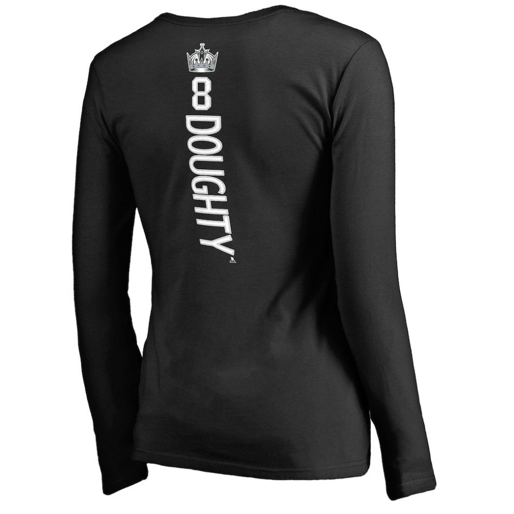 Drew Doughty Los Angeles Kings - Women's Backer Name & Number Slim Fit Long Sleeve V-Neck T-Shirt Black
