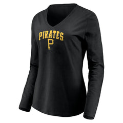 Pittsburgh Pirates Women's Cooperstown Collection Wahconah Long Sleeve V-Neck T-Shirt for sale