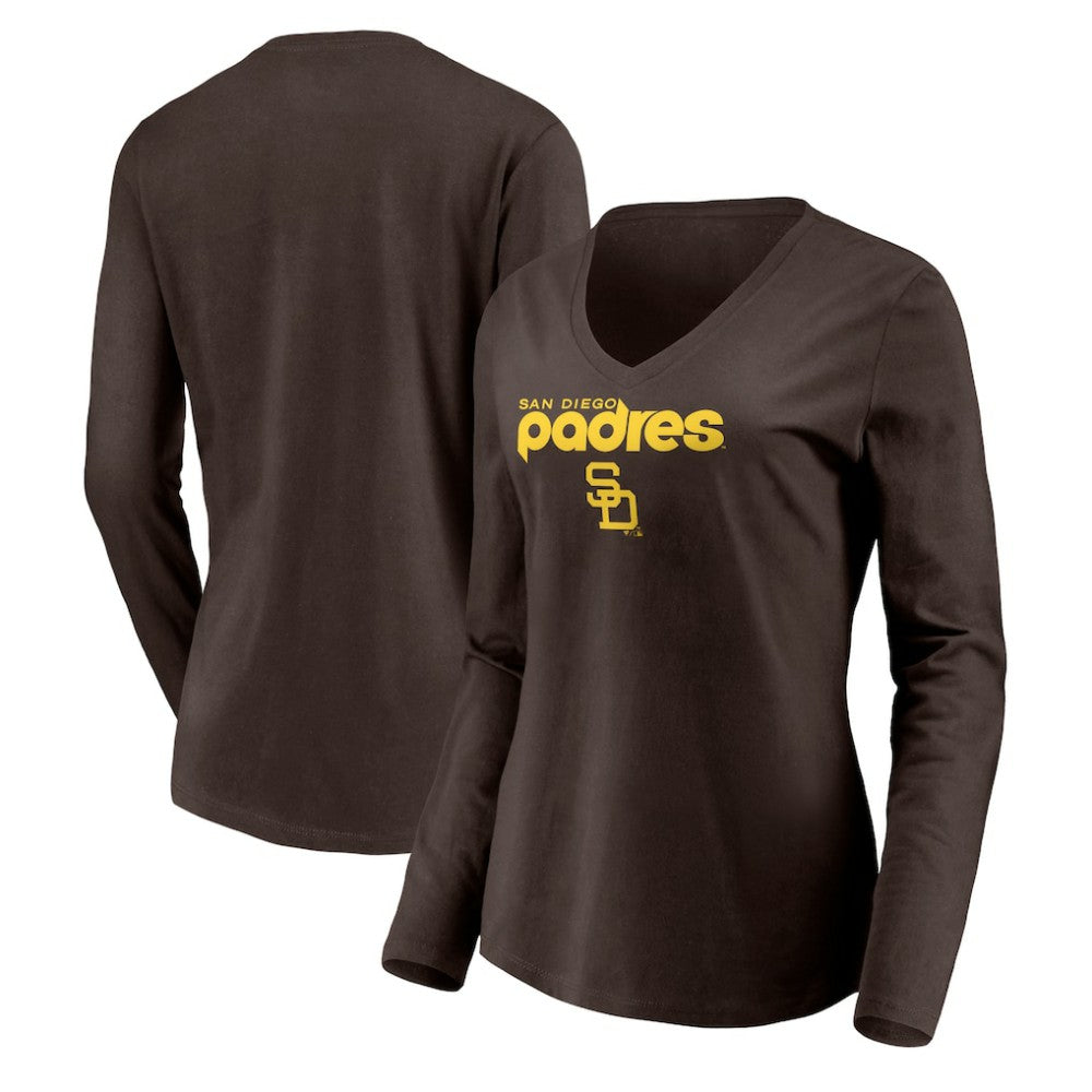 San Diego Padres Women's Cooperstown Collection Wahconah Long Sleeve V-Neck T-Shirt discount