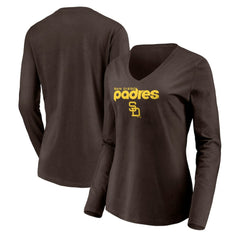 San Diego Padres Women's Cooperstown Collection Wahconah Long Sleeve V-Neck T-Shirt discount