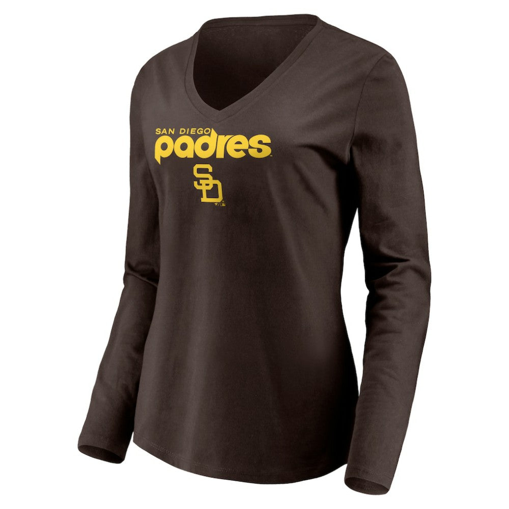 San Diego Padres Women's Cooperstown Collection Wahconah Long Sleeve V-Neck T-Shirt discount