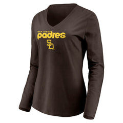 San Diego Padres Women's Cooperstown Collection Wahconah Long Sleeve V-Neck T-Shirt discount