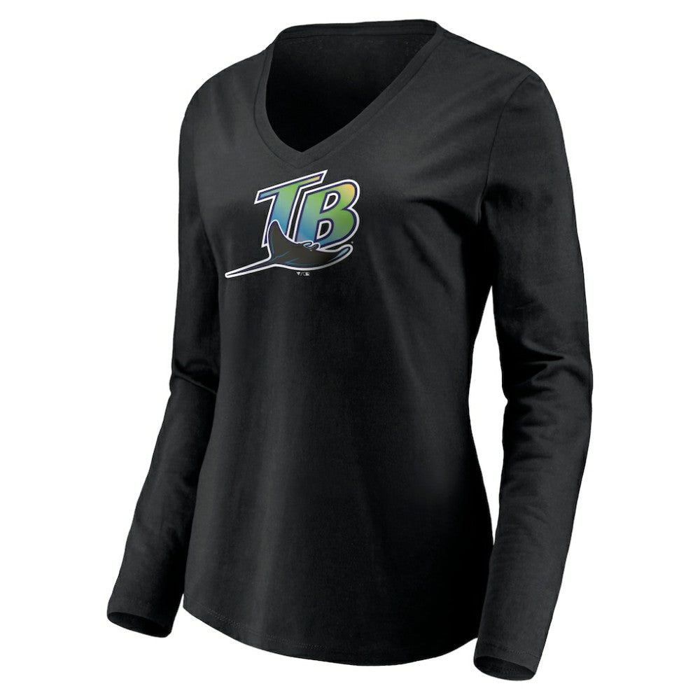 Tampa Bay Rays Women's Cooperstown Collection Wahconah Long Sleeve V-Neck T-Shirt Sale