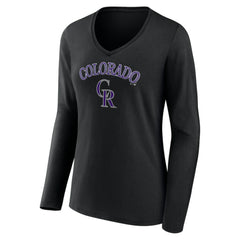 Colorado Rockies Women's Team Lockup Slim Fit Long Sleeve V-Neck T-Shirt Lifestyle