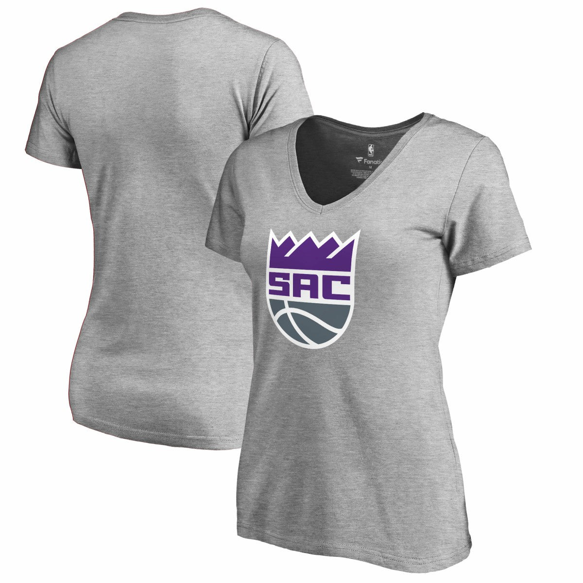 NBA - Sacramento Kings Women's Secondary Logo V-Neck T-Shirt - Heathered Gray