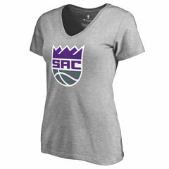 NBA - Sacramento Kings Women's Secondary Logo V-Neck T-Shirt - Heathered Gray
