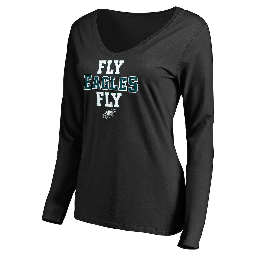 Philadelphia Eagles Women's Hometown Collection Fly Eagles Fly Long Sleeve T-Shirt Black - NFL