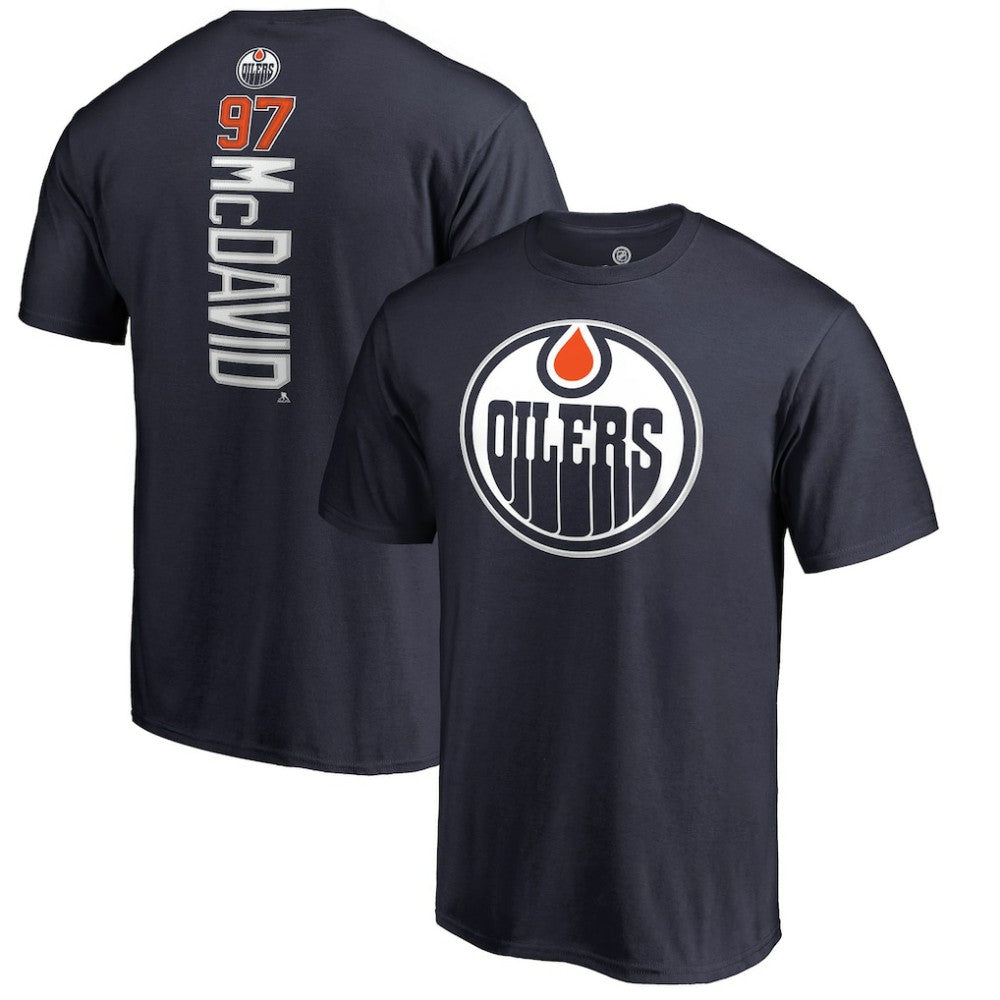 Connor McDavid Edmonton Oilers - Backer Name & Number T-Shirt Navy