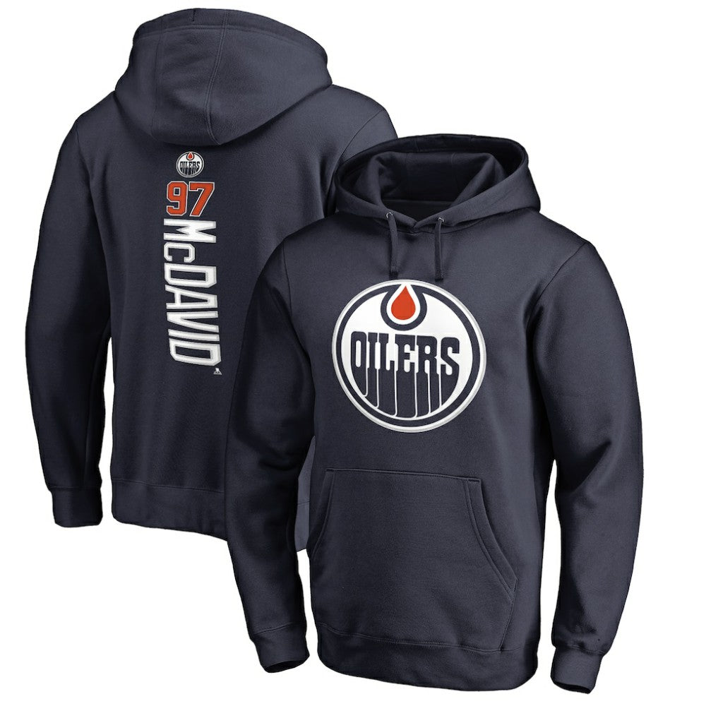 Connor McDavid Edmonton Oilers - Backer Name & Number Pullover Hoodie Navy