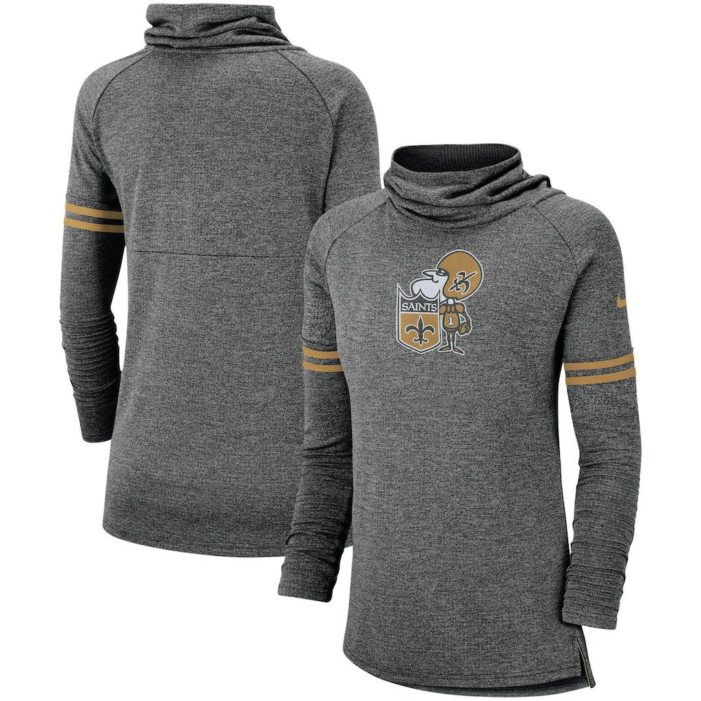 New Orleans Saints Women's Historic Marks Long Sleeve Tri-Blend Funnel Sweatshirt Black - Nike