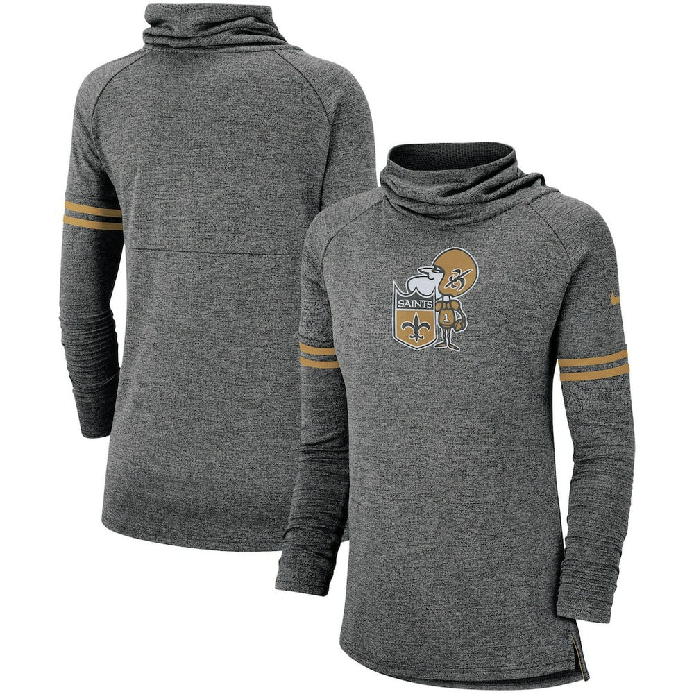 New Orleans Saints Women's Historic Marks Long Sleeve Tri-Blend Funnel Sweatshirt Black - Nike