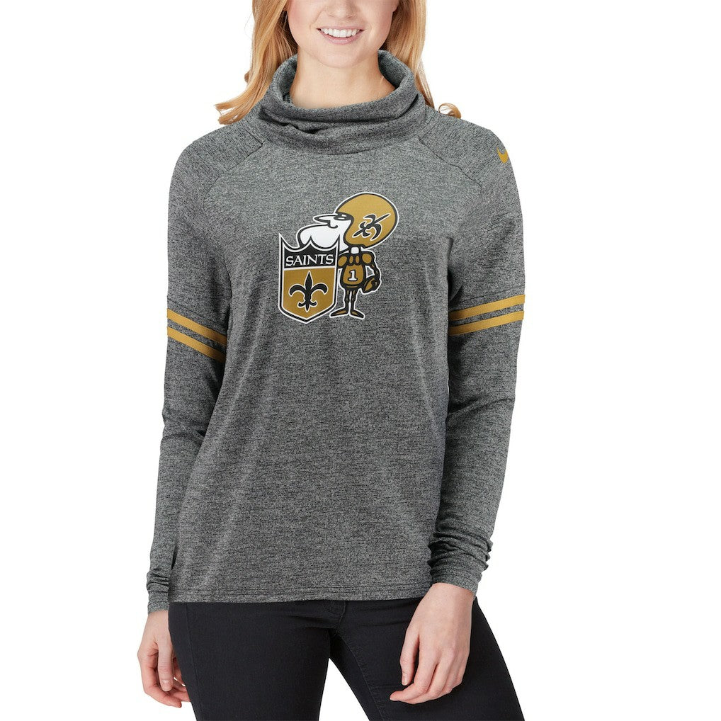 New Orleans Saints Women's Historic Marks Long Sleeve Tri-Blend Funnel Sweatshirt Black - Nike