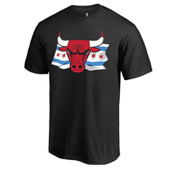 NBA - Chicago Bulls Black Hometown Collection Chicago Flag T-Shirt