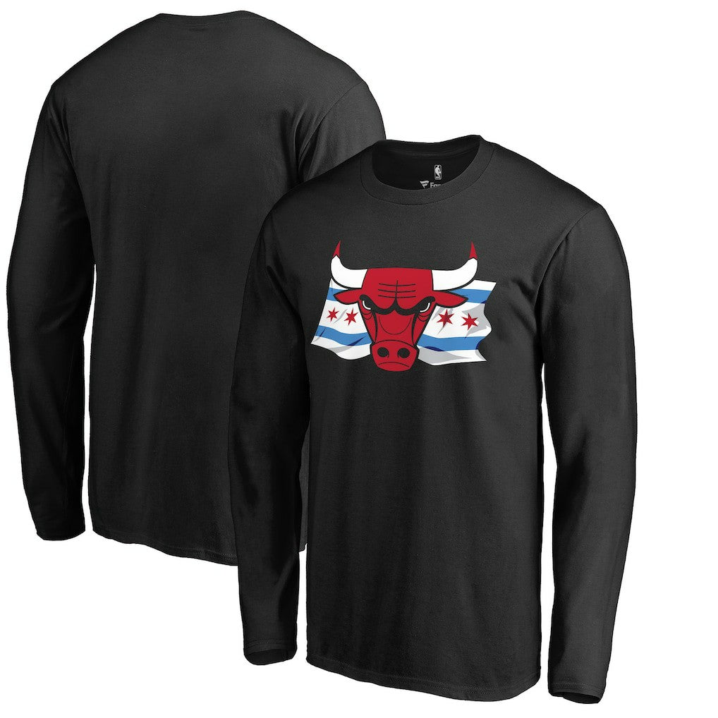 NBA - Chicago Bulls Hometown Collection Chicago Flag Long Sleeve T-Shirt - Black