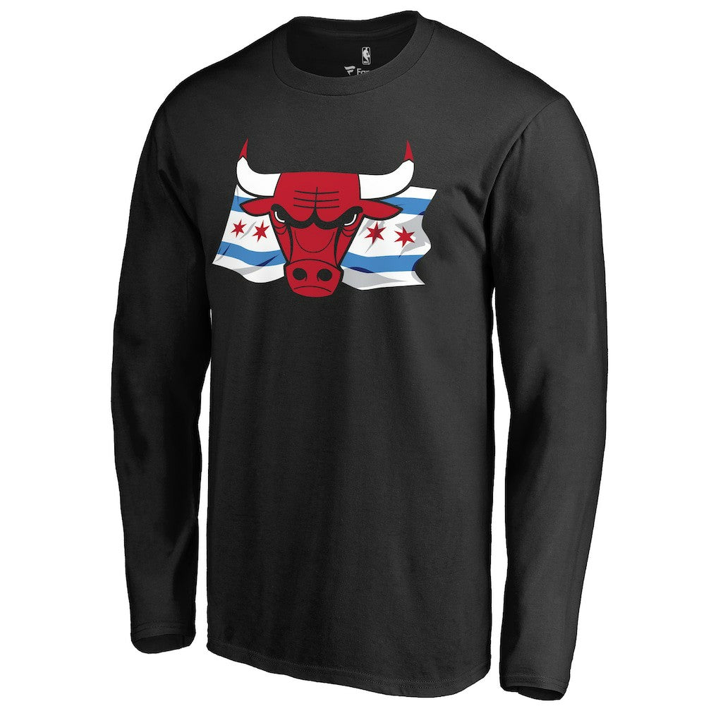 NBA - Chicago Bulls Hometown Collection Chicago Flag Long Sleeve T-Shirt - Black