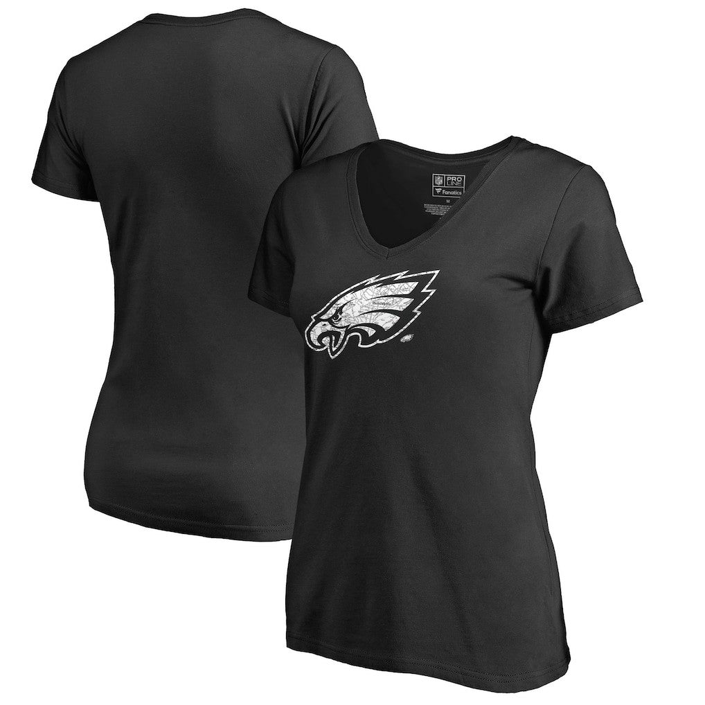 Philadelphia Eagles Women's Hometown Collection On The Map V-Neck T-Shirt Black - NFL