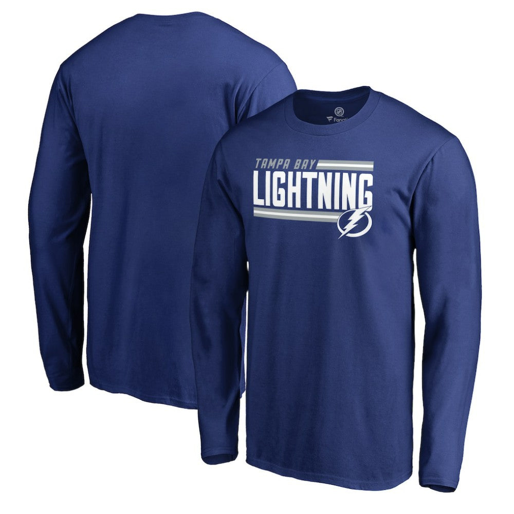 Tampa Bay Lightning - Iconic Collection On Side Stripe Long Sleeve T-Shirt Blue