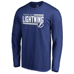 Tampa Bay Lightning - Iconic Collection On Side Stripe Long Sleeve T-Shirt Blue