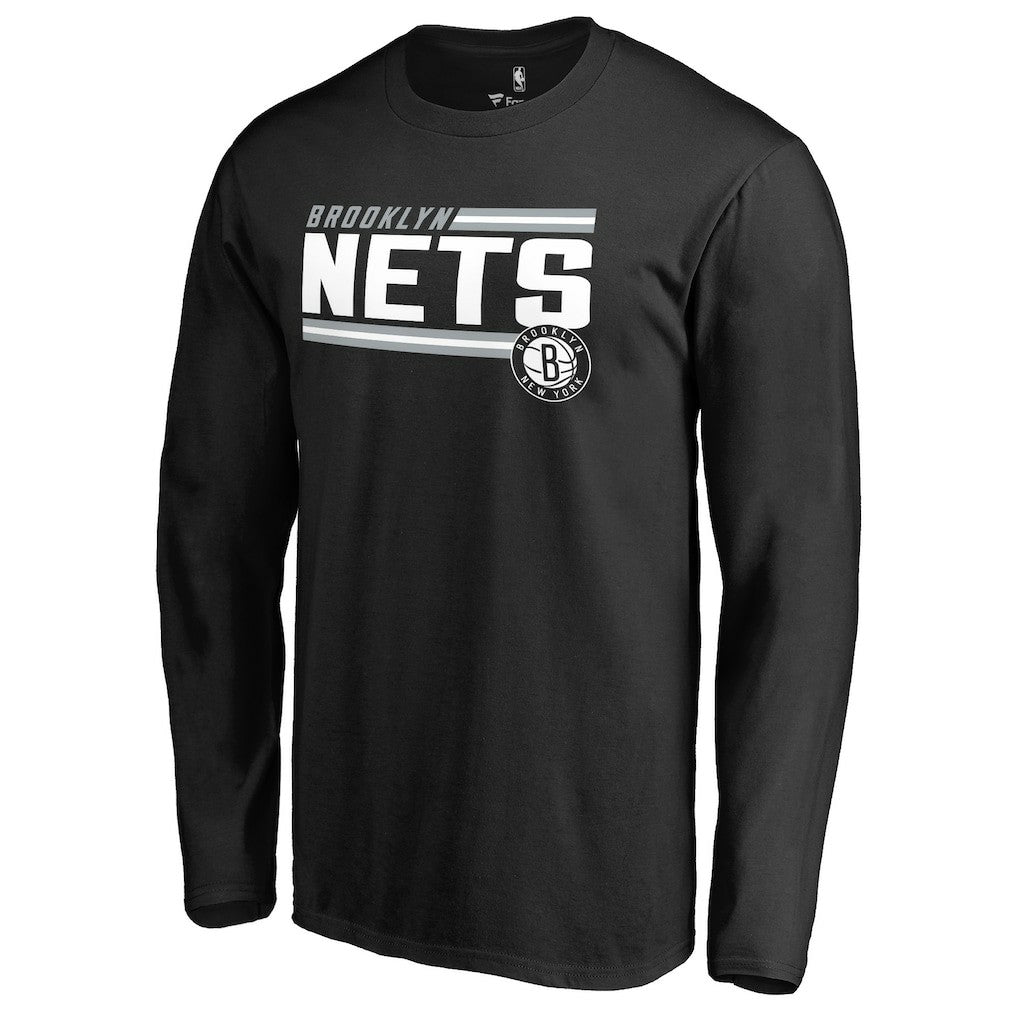 NBA - Brooklyn Nets Onside Stripe Long Sleeve T-Shirt - Black