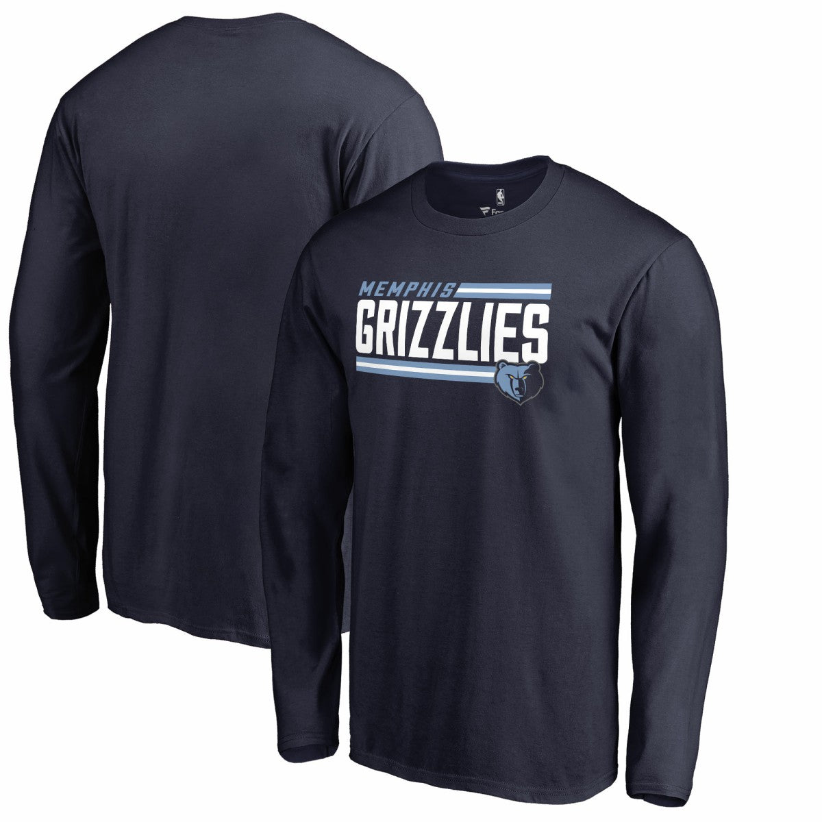 NBA - Memphis Grizzlies Onside Stripe Long Sleeve T-Shirt - Navy