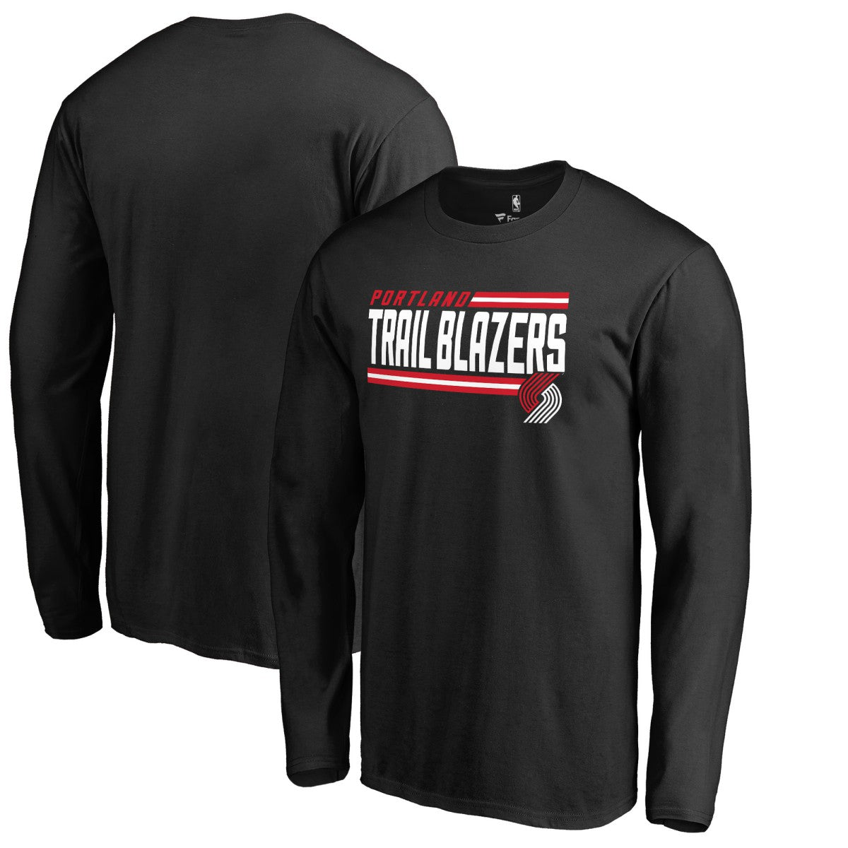 NBA - Portland Trail Blazers Onside Stripe Long Sleeve T-Shirt - Black