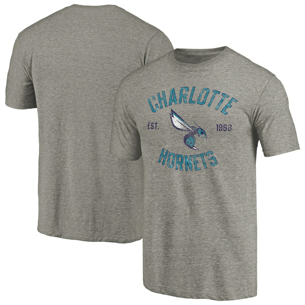 NBA - Charlotte Hornets Team Heritage Tri-Blend T-Shirt - Gray