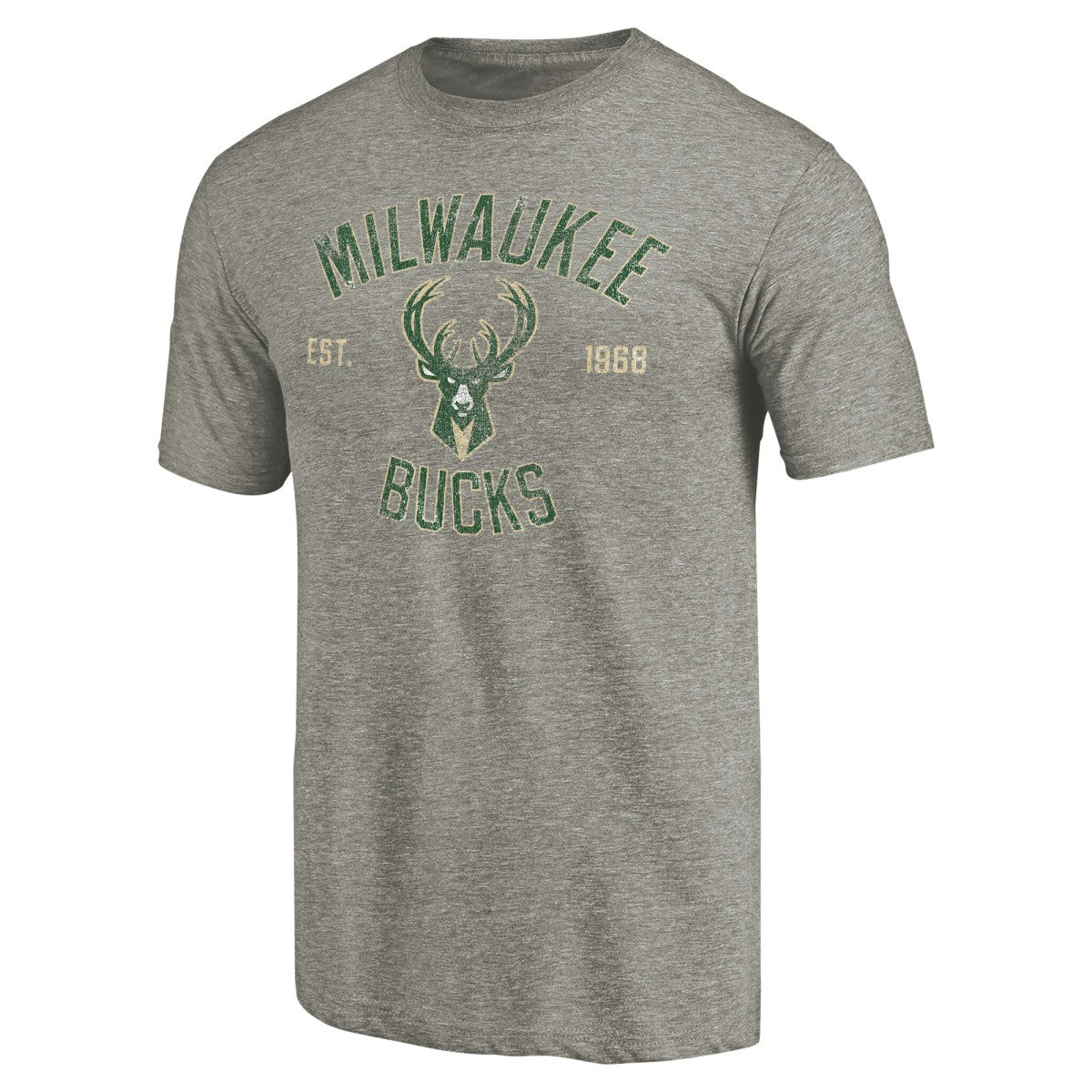 NBA - Milwaukee Bucks Team Heritage Tri-Blend T-Shirt - Gray