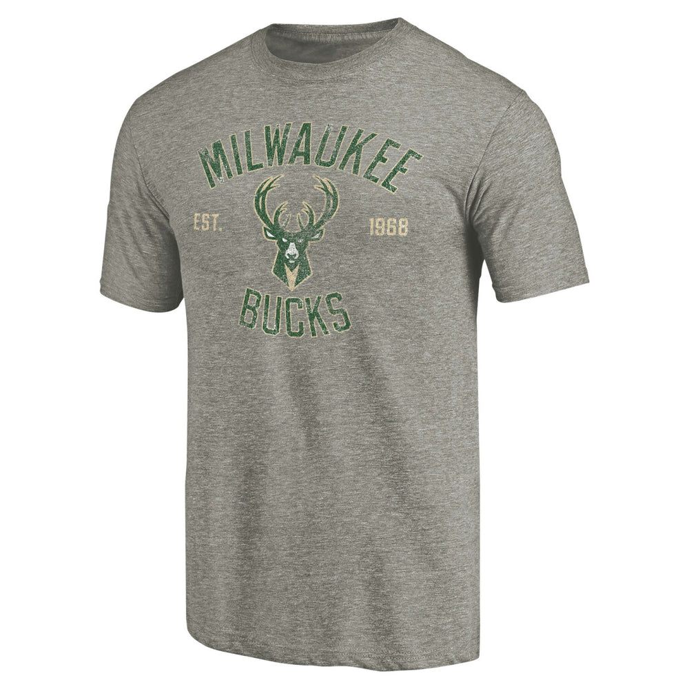 NBA - Milwaukee Bucks Team Heritage Tri-Blend T-Shirt - Gray